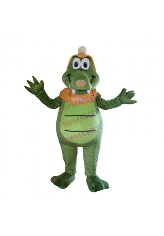 Adult Green Crocodile Mascot Costume Carnival Festival Commercial Advertising Party Dress With Fan In Head