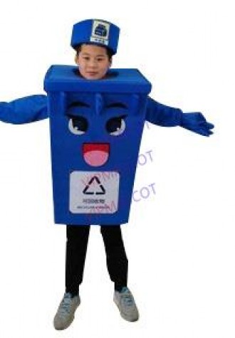 Recycle Trash Can Mascot Costume Kids Children Size Waste Ash Bin Garbage Can Advertising Mascotte Halloween Fancy Dress Kits