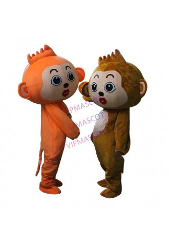 Naughty Orange and Brown Monkey Mascot Costume Fancy Mascotte Cartoon Appearl Halloween Birthday Cosplay Outfit