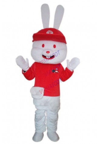White Rabbit Mascot Costume Cartoon Character Fancy Cosplay Dress  for Adult full outfit Hallween party