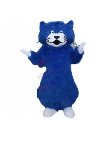 mascot  Deluxe Blue Cat Plush Mascot Costume Adult Size Blue Cat Cosplay Carnival Costume Cartoon Character Outfit