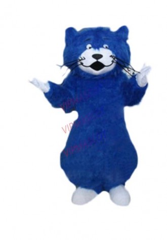 mascot  Deluxe Blue Cat Plush Mascot Costume Adult Size Blue Cat Cosplay Carnival Costume Cartoon Character Outfit