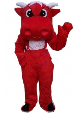 Christmas halloween Lovely LOVELY red bull Cow Mascot Costume Fancy Cartoon Character Party Dress Free Shipping