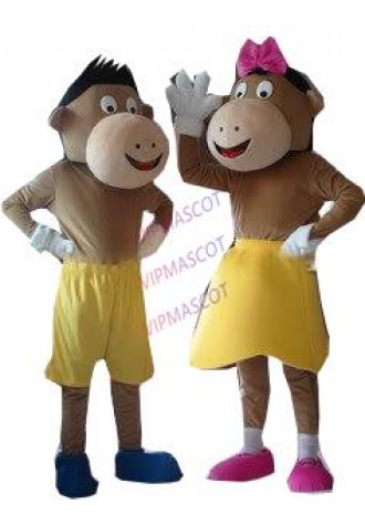 New arrival Cute Adult cartoon character lovely Couple Monkey Mascot Costume fancy dress party costumes