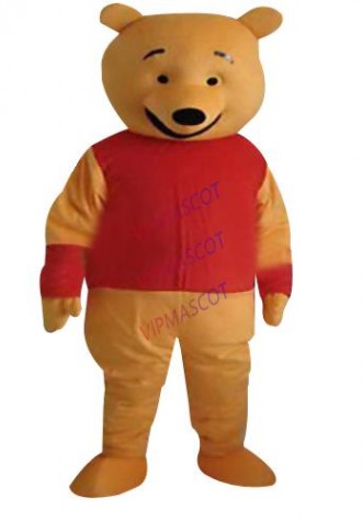 Hot sale Adult cute red and yellow bear mascot fancy dress costumes Chirstmas party costumes