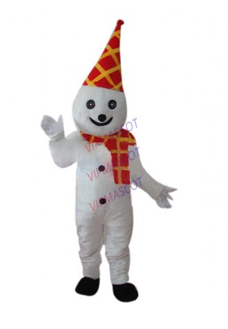 Hot selling Adult cartoon character lovely wear red hat snowman Mascot Costume Halloween party costumes adult size
