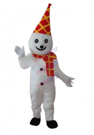 Hot selling Adult cartoon character lovely wear red hat snowman Mascot Costume Halloween party costumes adult size