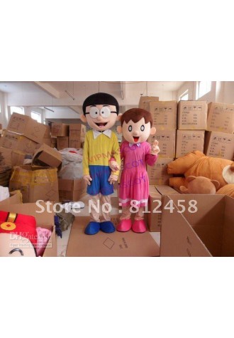 Hot selling Cute Adult cute nice girl and boy  Mascot Costumes Adult Size Halloween Costume