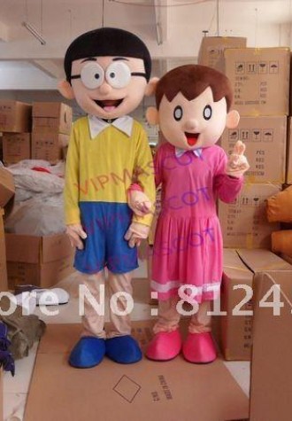 Hot selling Cute Adult cute nice girl and boy  Mascot Costumes Adult Size Halloween Costume