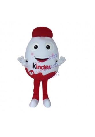 Cute Humpty Dumpty Mascot Costume Chicken Eggs Shell Egg White and red dress With  Happy Face Small Red Hat for Halloween