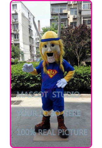 mascot blue Viking man mascot costume custom fancy costume anime cosplay kits mascotte cartoon theme fancy dress
