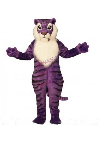 Professional Custom Anime Cosply Costumes Purple Tiger Mascot Costume wholesale Cartoon Wild Cat Theme Carnival Fancy Dress 1867