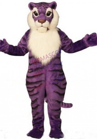 Professional Custom Anime Cosply Costumes Purple Tiger Mascot Costume wholesale Cartoon Wild Cat Theme Carnival Fancy Dress 1867