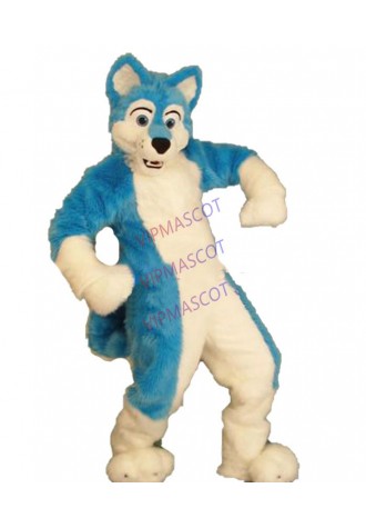 Hot sales Can be washed with water High quality EVA Material Helmet Luxury Plush Simulation fur Blue wolf Mascot Costumes 086