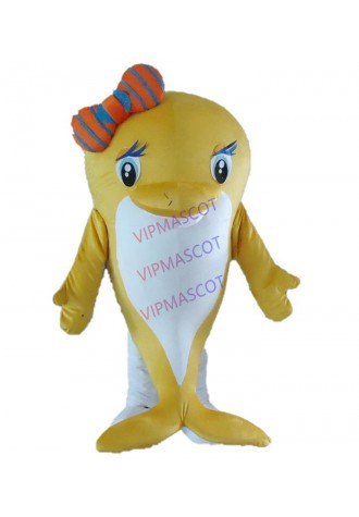 high quality Make EVA Material Blue and yellow dolphin Mascot Costumes Cartoon Apparel Birthday party Masquerade 1002