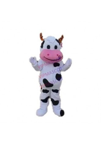 New White and Black Milk Cow Mascot Costume cattle ox moo-cow Mascot Fancy party Dress mascotte Costumes Adult Suit Size