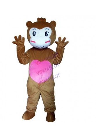 Professional Cosplay Mascot Costume Adult Size Pink Heart  Monkey Mascot Costume Free Shiping Halloween Fancy Dress party