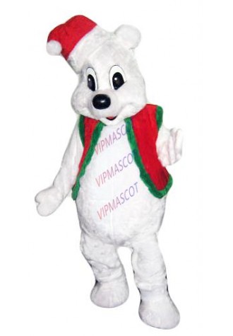 mascot Christmas White Bear Mascot Costume Adult Size Plush Animal Mascot Costume Party Fancy Dress EMS FREE SHIP