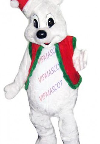 mascot Christmas White Bear Mascot Costume Adult Size Plush Animal Mascot Costume Party Fancy Dress EMS FREE SHIP