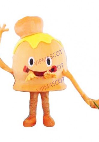 mascot Orange Corporate Image Mascot Costume with Helmet Mini Fan Adult Size Mascotte Outfit Suit EMS FREE SHIP