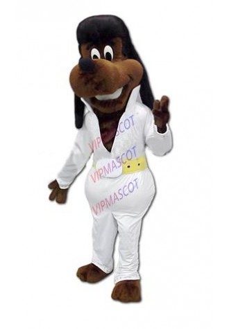 mascot NEW Halloween Costume White Coat Dark Brown Dog Adult Size ELVIS DOG Cartoon Party Outfits Fancy Dress Gog Costume