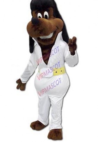 mascot NEW Halloween Costume White Coat Dark Brown Dog Adult Size ELVIS DOG Cartoon Party Outfits Fancy Dress Gog Costume