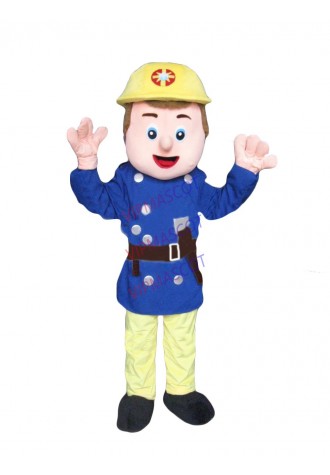 Hot sale Foam Adult cartoon character cute blue fireman Mascot Costume Halloween party costumes