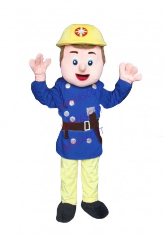 Hot sale Foam Adult cartoon character cute blue fireman Mascot Costume Halloween party costumes