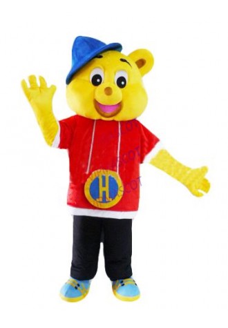 Hot selling Cute Adult cartoon lovely blue hat bear mascot costume suit fancy dress party costumes adult size