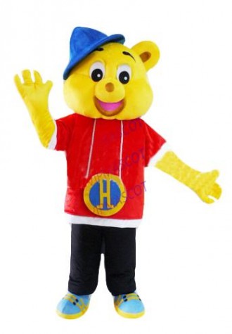 Hot selling Cute Adult cartoon lovely blue hat bear mascot costume suit fancy dress party costumes adult size