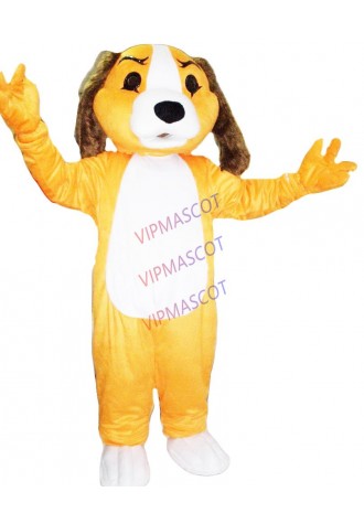 New arrival Foam Cartoon Character Professional New Style Orange Puppy Dog Fancy Dress Mascot Costume Adult Size