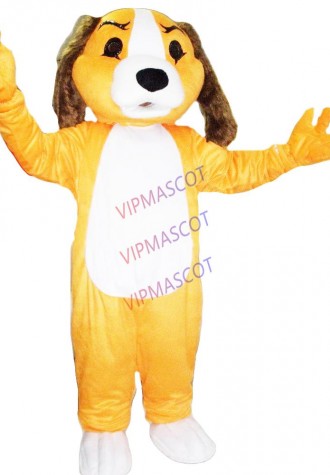 New arrival Foam Cartoon Character Professional New Style Orange Puppy Dog Fancy Dress Mascot Costume Adult Size