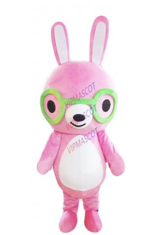 Pink Rabbit Mascot Costume Easter Holiday Wild Pink Bunny Rabbit Mascotte Mascota Outfit Suit Fit Kit Fancy Dress Costume