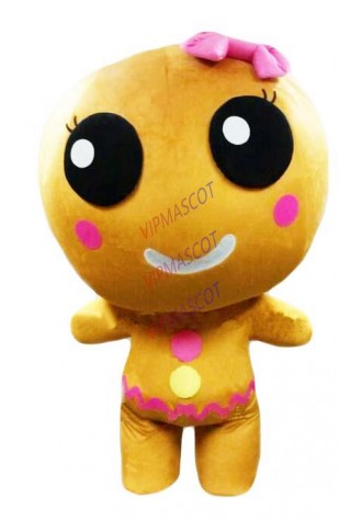 Professional Custom Wholesale Ginger Bread Girl Mascot Costume Adult Cartoon Xmas Ginger Bread Theme Anime Cosply Mascotte1859