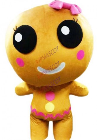 Professional Custom Wholesale Ginger Bread Girl Mascot Costume Adult Cartoon Xmas Ginger Bread Theme Anime Cosply Mascotte1859