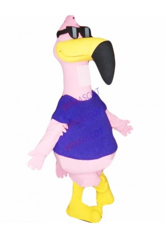 Cool Pink Flamingo Mascot Costume with Sunglasses Custombizable Cartoon FMG Theme Anime Cosply Costumes Carnival Fancy 2418