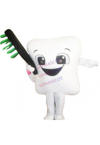 High Quality White Tooth Mascot Costume Adult Size With Toothbrush Free Shipping For Festival advertising Mascot Costume
