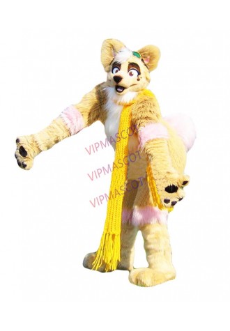 Can be washed with water High quality EVA Material Helmet Luxury Plush Simulation fur Deep khaki Wolf Mascot Costumes 089