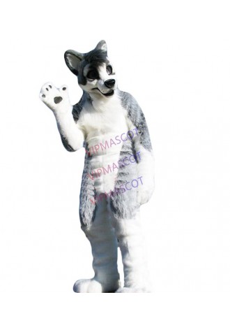 EVA Helmet Luxury Plush Simulation fur Gray wolf Mascot Costumes Movie props show walking cartoon Apparel cosplay 132