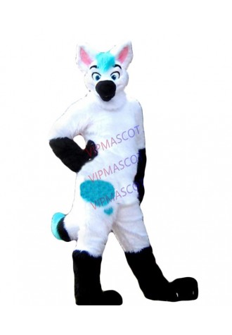 Can be washed with water High quality EVA Material Helmet Luxury Plush Simulation fur White wolf Mascot Costumes 090
