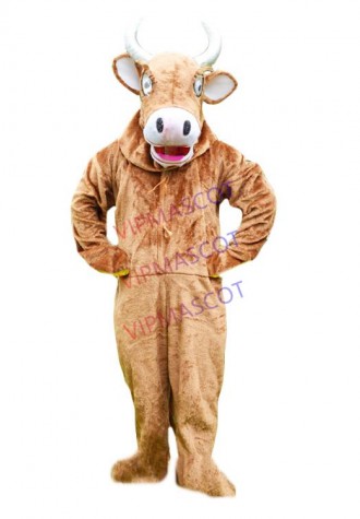 Brown Water Buffalo Wild Ox Cattle Calf Mascot Costume Fancy Dress Costumes Adult Suit Size for Halloween Party Event