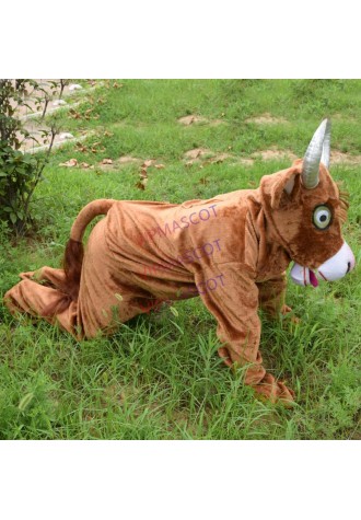 Brown Water Buffalo Wild Ox Cattle Calf Mascot Costume Fancy Dress Costumes Adult Suit Size for Halloween Party Event