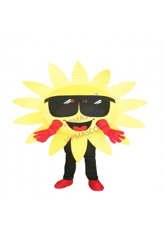 Cosplay Summer Beach Sunshine Cool Joyful Sunglasses Sun Mascot Costume Custom Cartoon Character Mascotte Suit Kit Fancy Dress