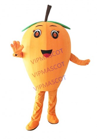 New Mascot Tasty Orange Loquat Mascot Costume Cartoon Character Mascotte Green Leaves Brown Stipe Apparel