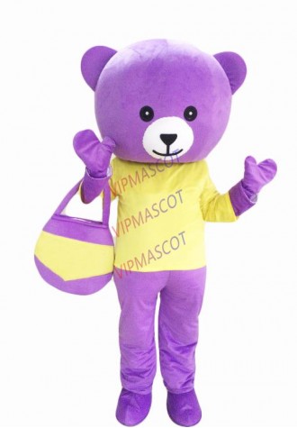 High quality EVA material beautiful purple bear mascot costume party game costume show props role playing adult clothing 1032