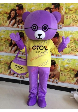 High quality EVA material beautiful purple bear mascot costume party game costume show props role playing adult clothing 1032
