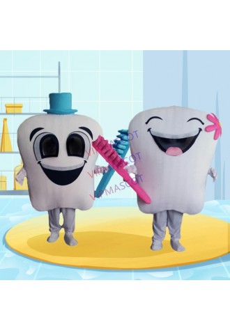 Tooth Mascot Costume Cosplay Tooth Plush Mascot Cartoon Birthday Party Halloween Fancy Cosplay Dress Adult Unisex Suit