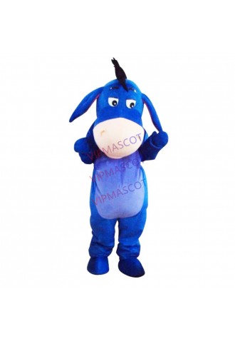 Cute Christmas halloween Blue Eeyore Donkey Mascot Costume Fancy Outfit Cartoon Character Party Dress Free Shipping