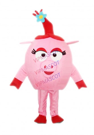 Hot sale Cute Cartoon Character Adult cute PINK PIG Mascot Costume Fancy Dress Halloween party costume