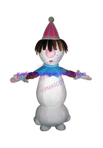 Hot sale Cartoon Adult lovely red hat snowman Mascot Fancy Dress Halloween party Costume adult size